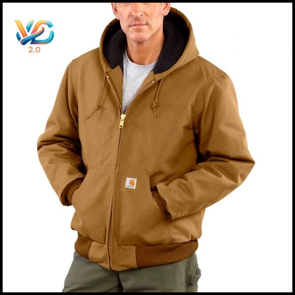 Loose Fit Insulated Flannel-Lined Duck Jacket with Hood
